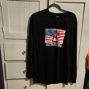 Black Long Sleeve Tee with American Flag DesignDry fit long sleeve